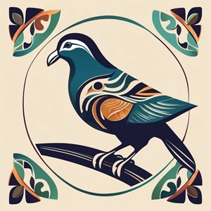 small logo of a bird with natural colors and patterns